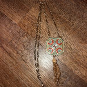Beautiful Geometric Necklace With Gold Tassels